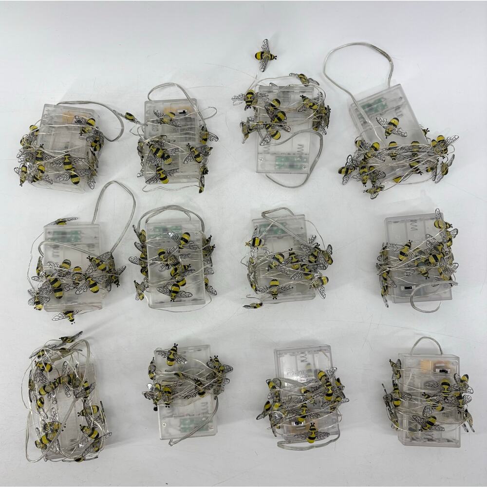 Mainstays Honey Bee Lot of 12 Yellow String Light Battery Operated